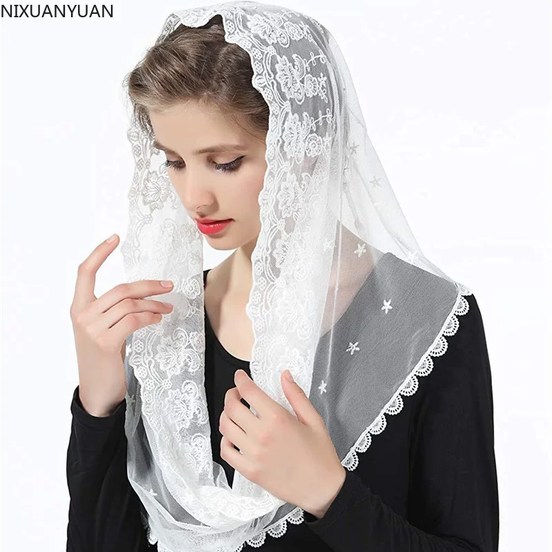 

Wholesale 1PC Fashion Female Ladies Veil Tassel Shawls Scarves Catholic Mantilla Church Women Scarf Fashion Women Scarf