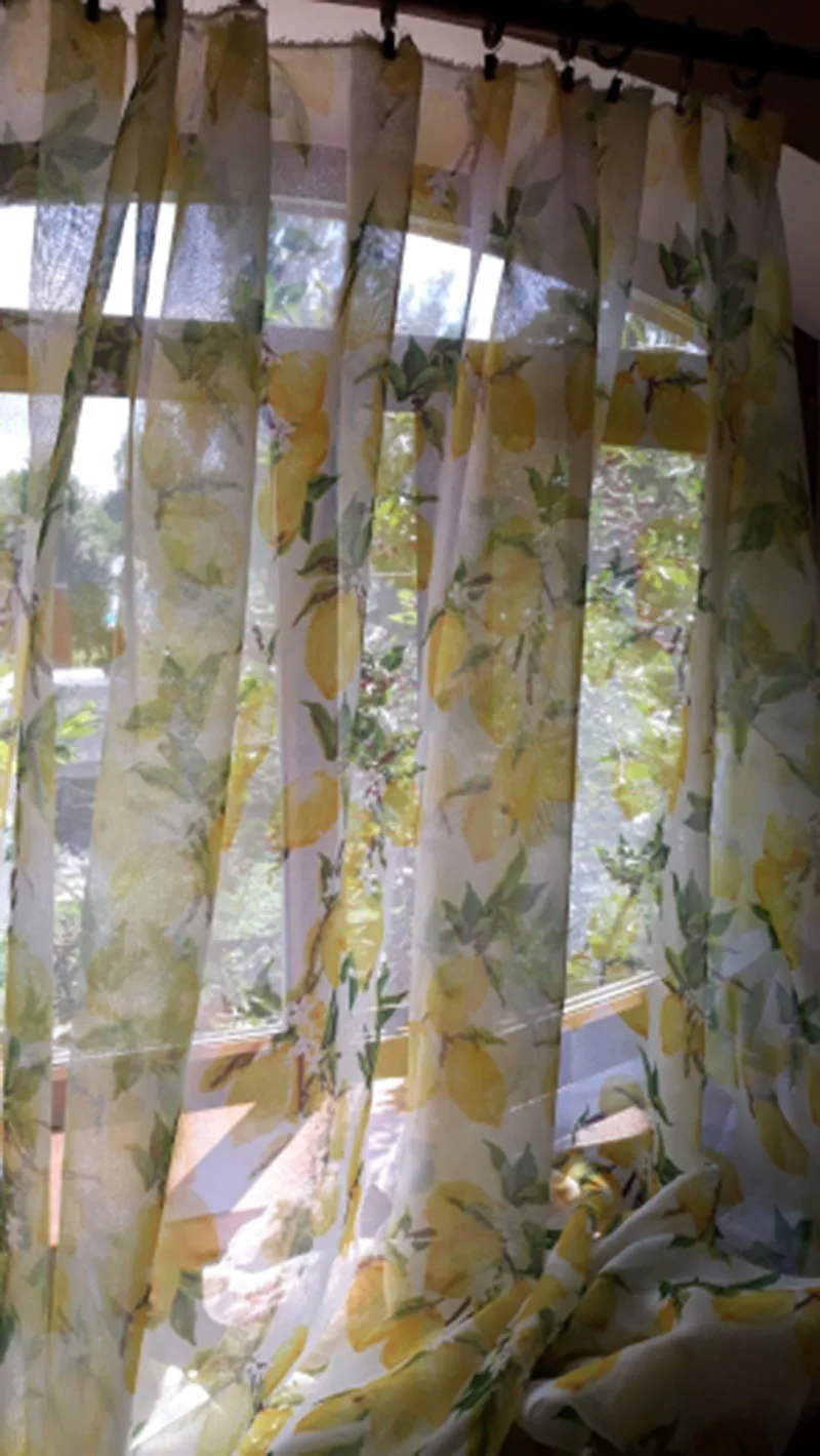 Занавески в скандинавском стиле с лимонным узором для гостиной, желтые тюлевые занавески для кухни, оконные драпировки, wp166#30