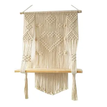 

Woven Rope Wedding Tapestry Home Decoration Wall Hanging Art Tassel Door Curtain Macrame Ornament Cotton Linen Living Room