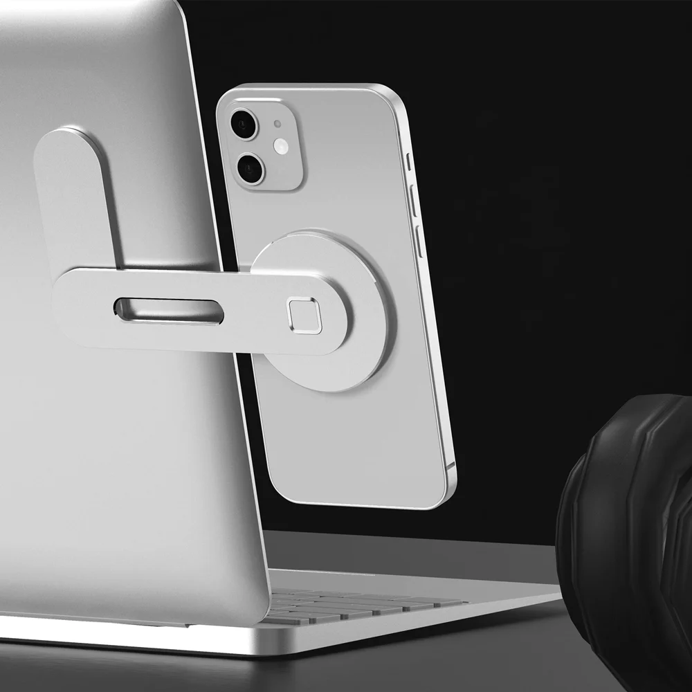 Laptop Holder for iPhone12 Series Collapsible Exquisite Aluminum Alloy Paste Type Magnetic Stand Adapt to Macbook | Мобильные