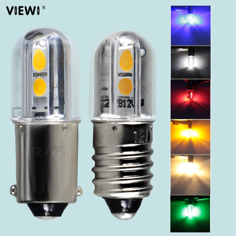 Светодиодная индикаторная лампа mini E10 T4W BA9S 1W Ac Dc 6V 12V 24v 36v 48V синий теплый белый
