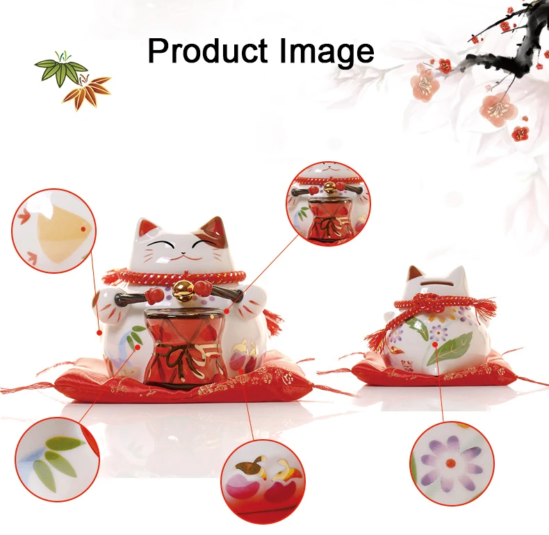 5,5 дюймов Lucky Cat Керамика Lucky Декор для дома, с изображением кота фарфоровое украшение Бизнес подарок Lucky Cat Копилка изделия фэн-шуй