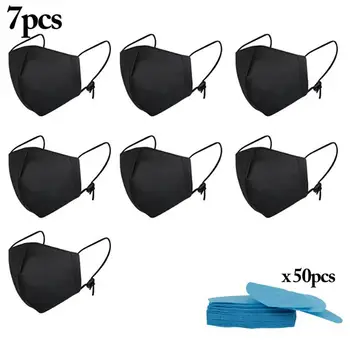 

7PCS Polyester Mouth Mask Replaceable 3-layer Filter Dustproof Face Mask Soft Washable Facial Mouth Mask for Men Women