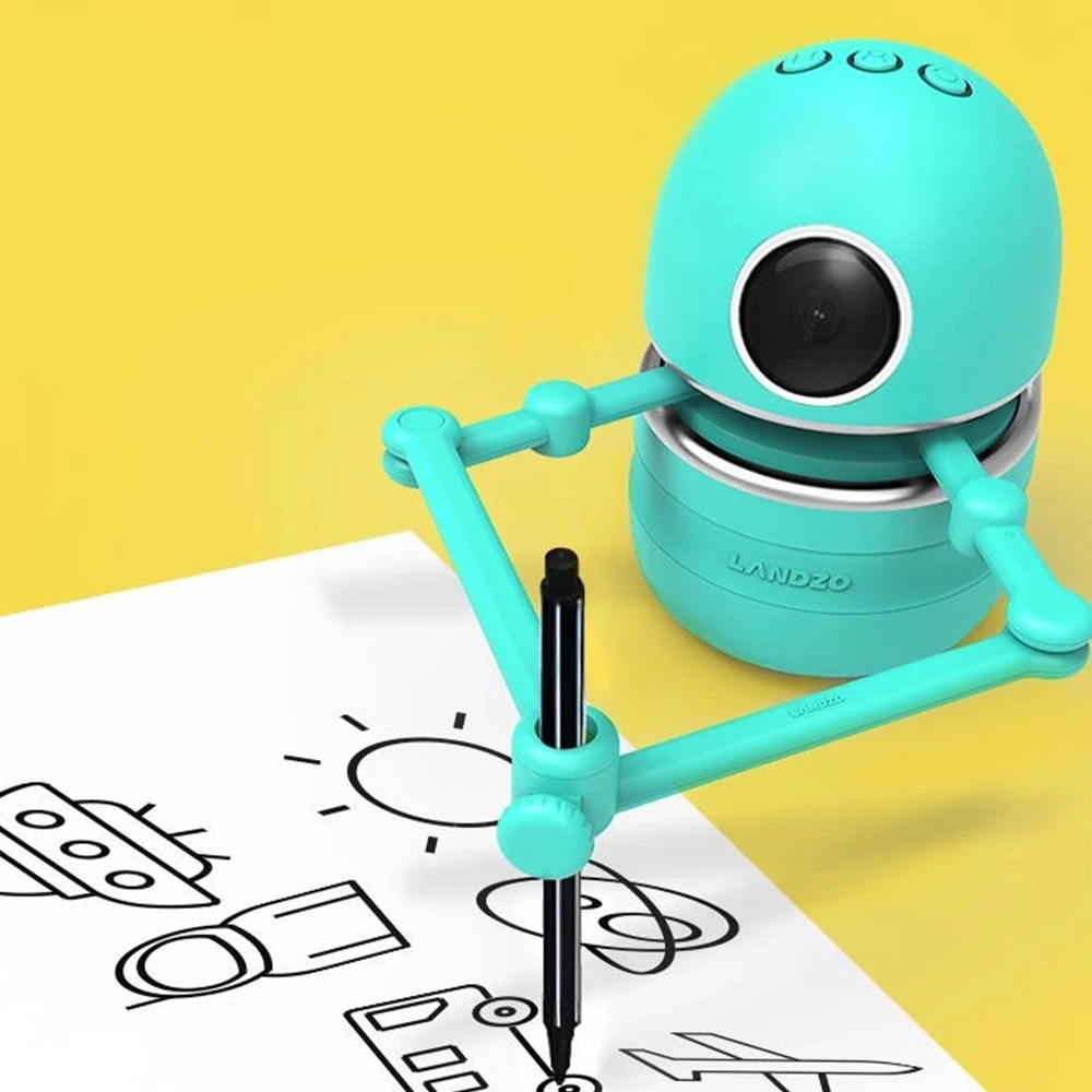 

English Version Small Magic Q Drawing Robot Toys Educational Toys for Boys Girls Learning Draw Tools Robot Puzzle Toys
