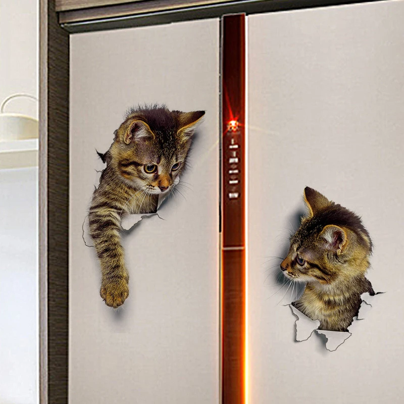 DIY наклейки для украшения кошачьей комнаты 3D сломанной стены котенка Наклейки на