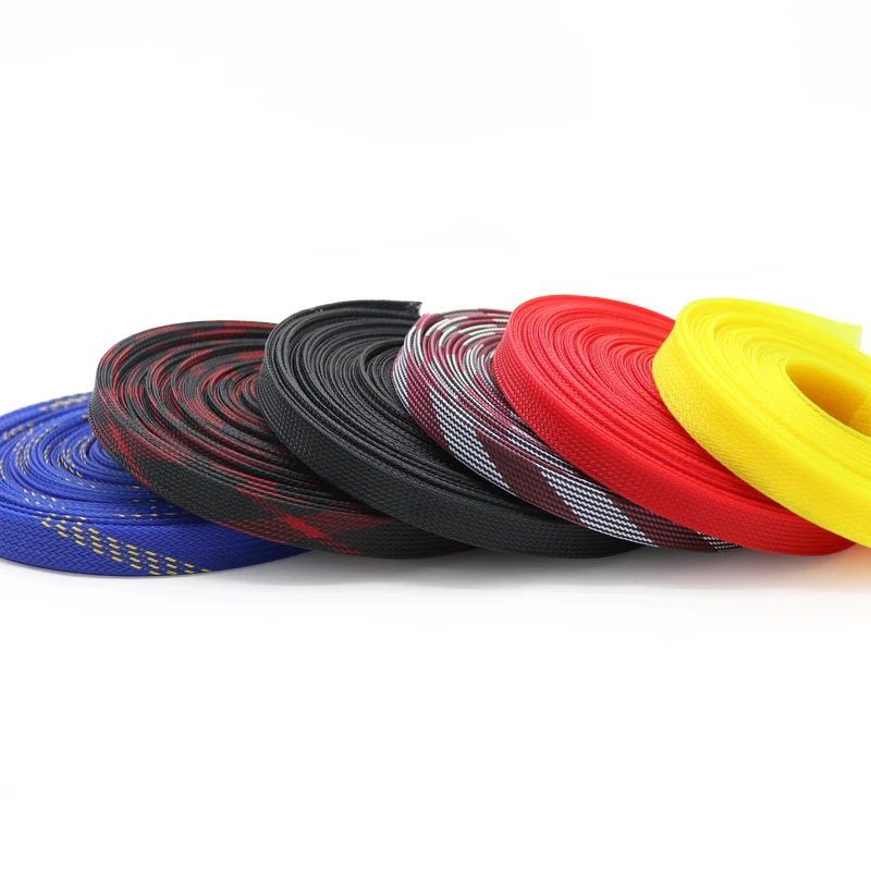 1M 2 4 6 8 10 12 14 16 18 20 25 30 40 mm High Density PET Braided Expandable Sleeve Wire Wrap Insulated Nylon Protector Sheath