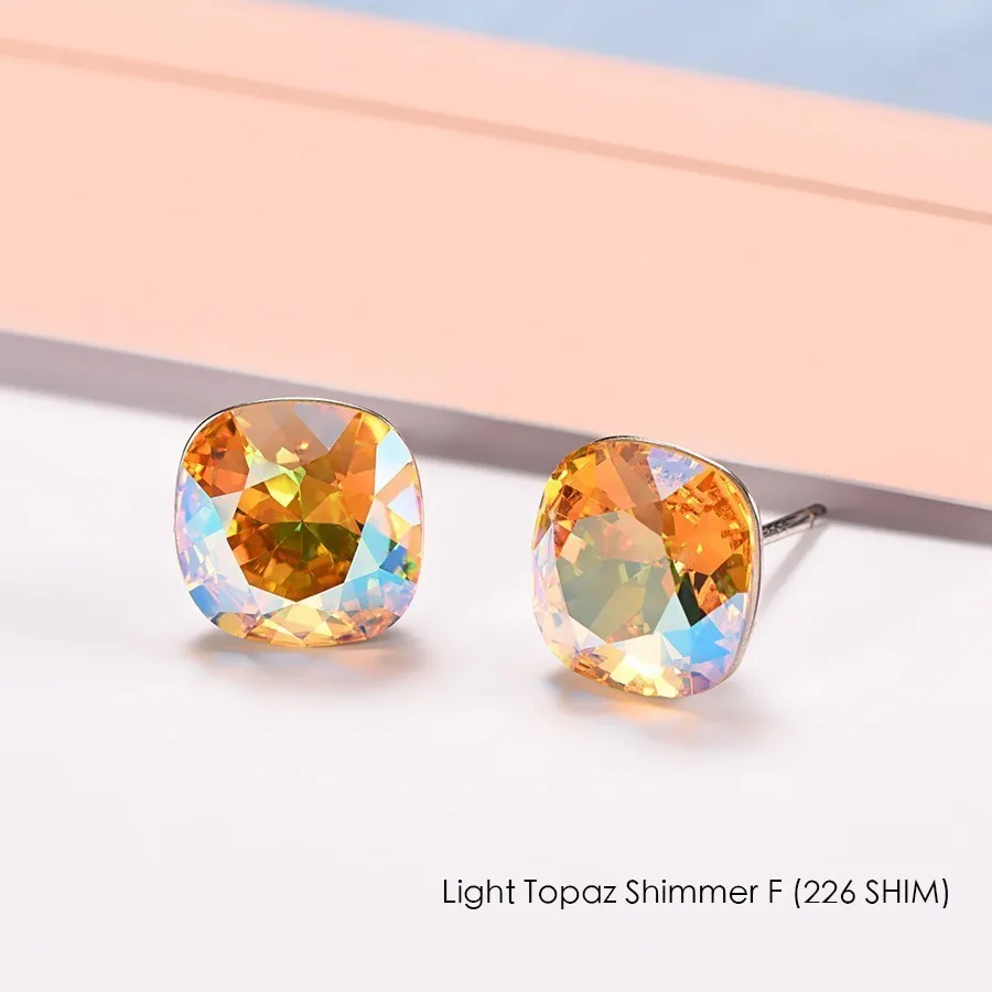Кристаллы от Swarovski серьги гвоздики для женщин новая мода стерлингового серебра серьги пирсинг элегантные свадебные ювелирные изделия - Окраска металла: 226 SHIM