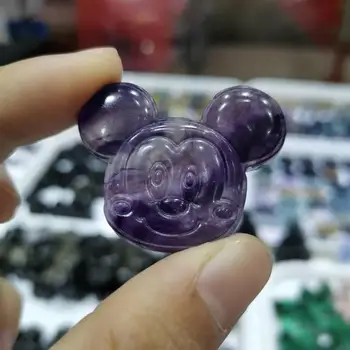 

Natural fluorite Figurines colorful crystal Mickey Mouse head Statue