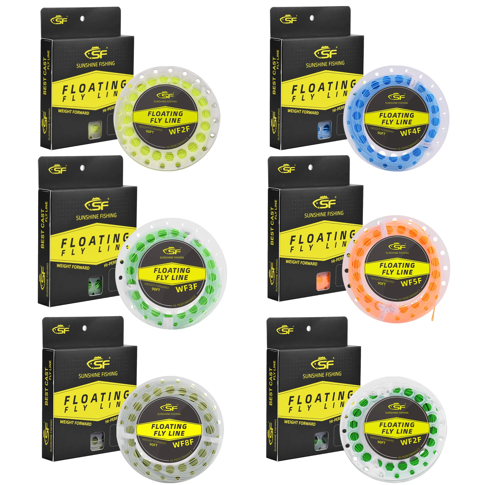 SF Ligne Flottante Pêche à La Mouche WF4F 90FT - Herbe Verte - Avec Boucles Soudées