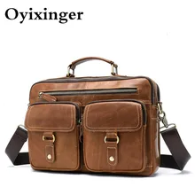 Men computer Bag Men's Genuine Leather Office Bags Men 13.3 Laptop Leather Business Briefcase Luxury Handbags for macbook air 13