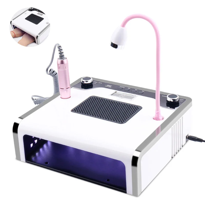 

2020 New 4 in 1 Electric Nail Drill Machine with 30000RPM Handpiece Dust Vacuum Suction 108W LED UV Lamp Electric Nail File