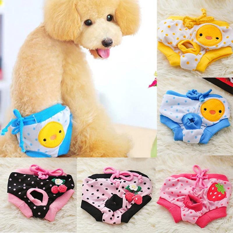 Cute Pet Dog Puppy Brief Bitch In Season Sanitary Pants Pink Blue Yellow 