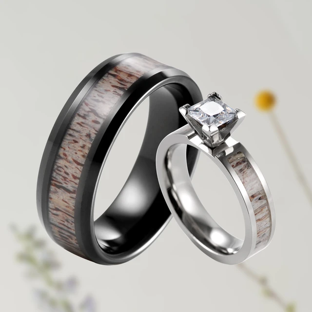 Couple Rings Matching Rings White Gold Plated CZ Women's Wedding Ring Men  Ring | eBay