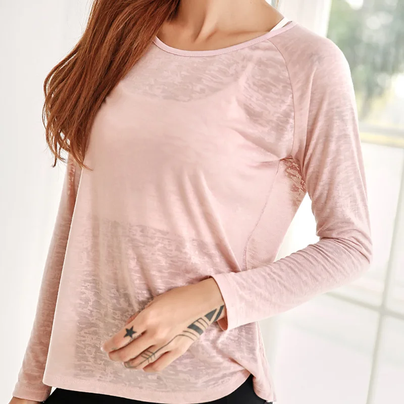 Спортивное пальто для спортзала, Женская быстросохнущая футболка с длинным рукавом, свободный свитер для бега, тренировок, йоги, одежда для похудения