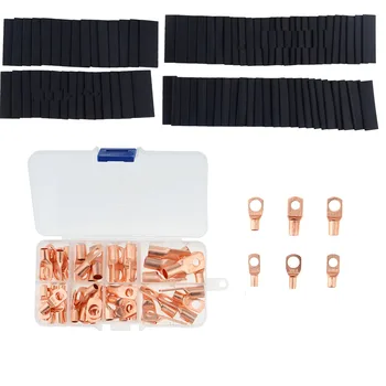 

140PCS Car Copper Ring Terminal Lug SC Battery Welding Crimp Connectors Kit 60PCS terminals + 80PCS heat shrink tubes