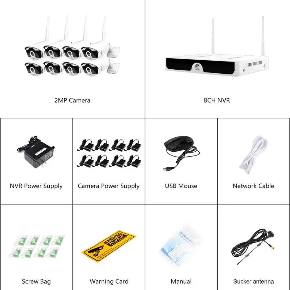 8CH NVR Беспроводной CCTV Системы 1080P 1 ТБ 2 2MP POE IP IR CUT наружного видеонаблюдения Камера