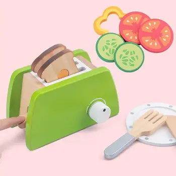 

1 Set Toaster Toy Bread Maker Toy Kitchen Pretend Play Toy For Children Kids Cooking Tableware Suit Educational Plaything