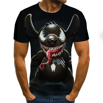 

2020 summer men's t-shirt 3D printing venom pattern black short sleeve fun children's t-shirt cute hip-hop style multi-size