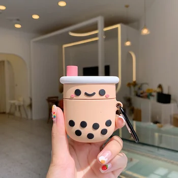 

Pearl Milk Tea Pattern Protective Case For Apple Airpods Soft Silicone Cover for Airpods 2 wired Box Protect Cover With Hooks