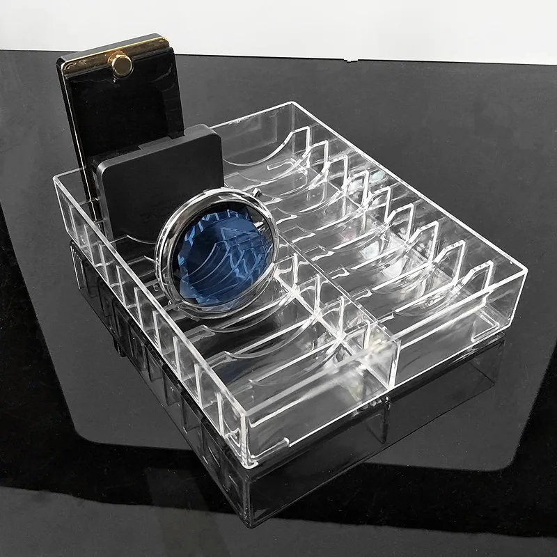 

Transparent Acrylic Powder Cake Display Stand Case Jewelry Box Makeup Organizer Cosmetic 20 Slots Storage Holder