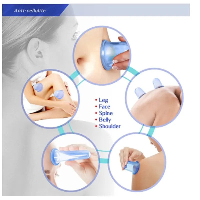 4 шт. силиконовые медицинские банки для терапии тела чашки набор для ухода за кожей лица вырезом спины массажа глаз вакуумных банок антицеллюлитный массажер присоске массаж лица