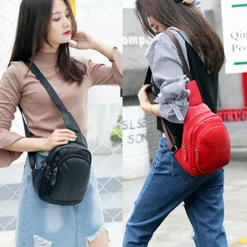 

Womens Men Genuine Leather Sling Bags Chest Shoulder Crossbody Bag Pack
