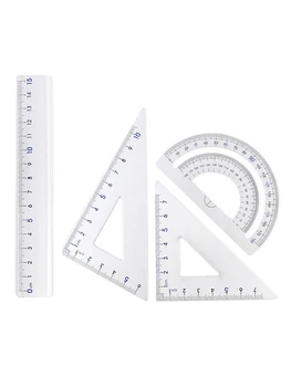 

4Pcs/Pack Students Drawing School Supplies Set Square Triangle Ruler Aluminum Alloy Protractor