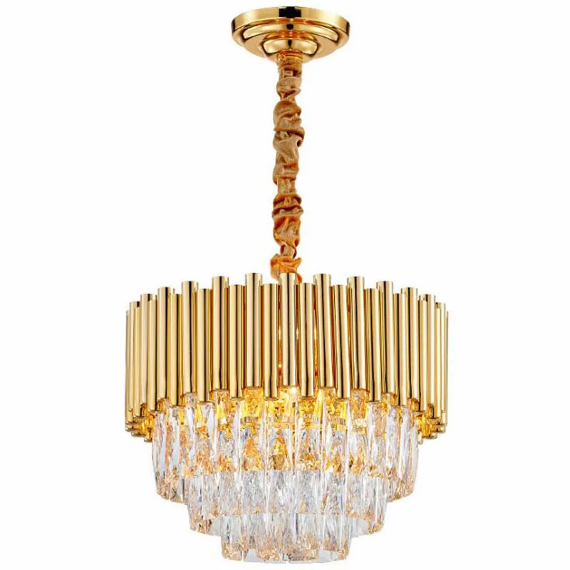 Современный роскошный круглый дизайн Хрустальная Золотая люстра светильник ing