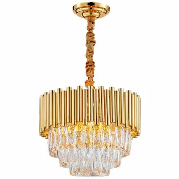 

Modern Luxury Round Design Crystal Gold Chandelier Lighting For Foyer Lights Home LED Chandeliers Dining Room Light Fixtures