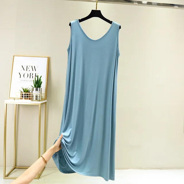 Loose Large Size Vest Dress For Lady Sexy Sleeveless Modal