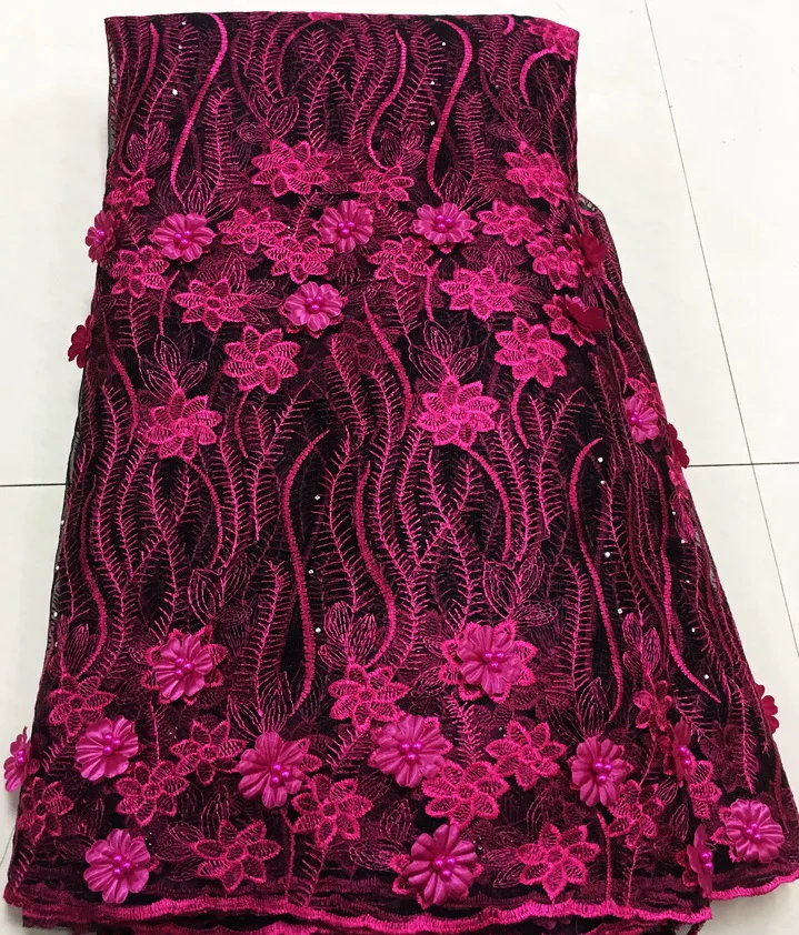 Африканская кружевная ткань, вышитая Нигерийским гипюром, французское кружево, Высококачественная розовая африканская французская чистая кружевная ткань