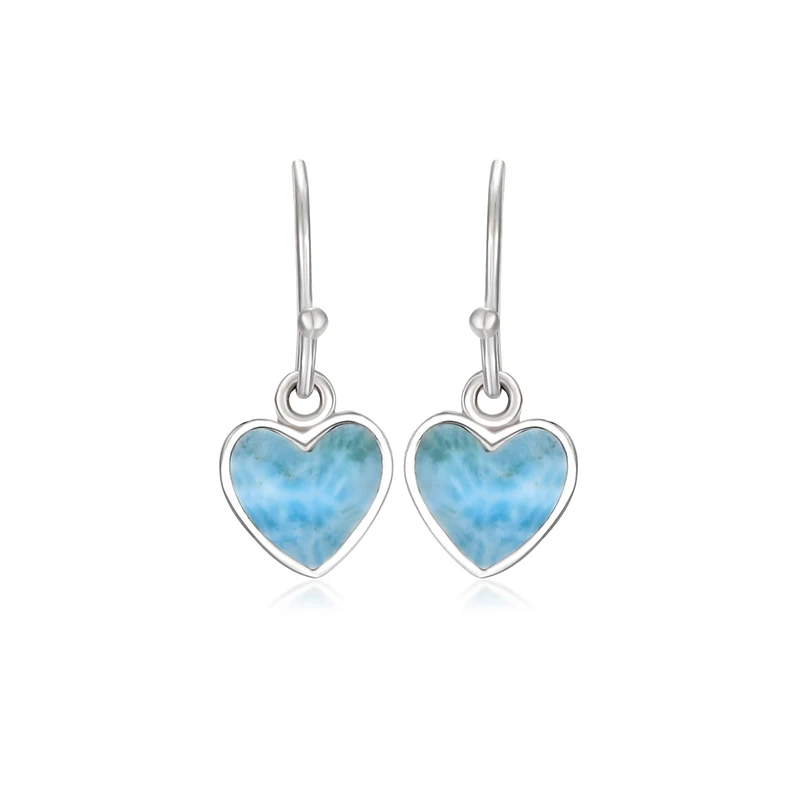 2021 Simple Fashion LOVE Geometric Charm 925 Sterling Silver Jewelry Gift Classic Natural Precious Larimar Earrings for Women 