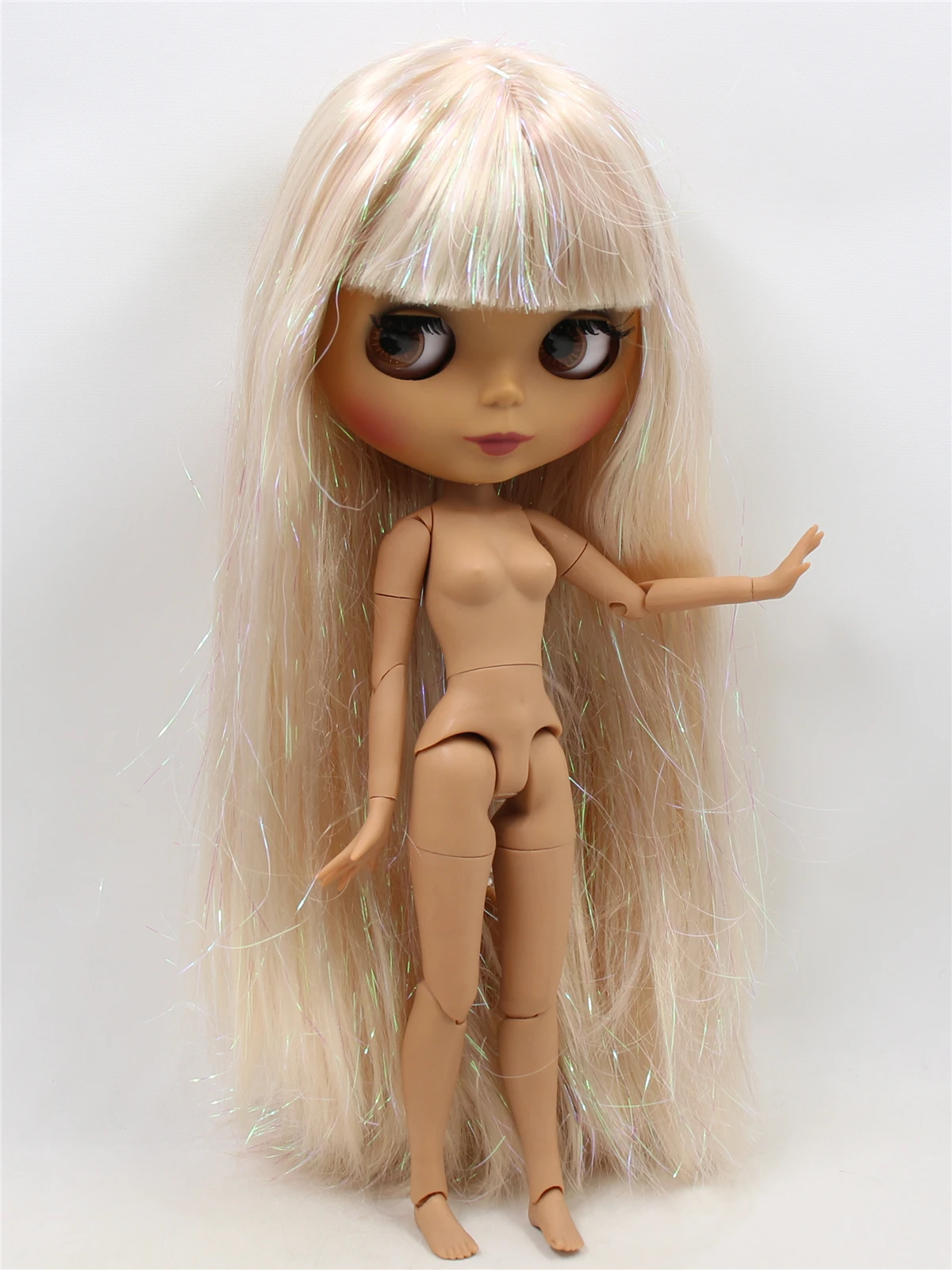 Neo Blythe Кукла с руса коса, тъмна кожа, матово сладко лице и Custom Съединено тяло 2