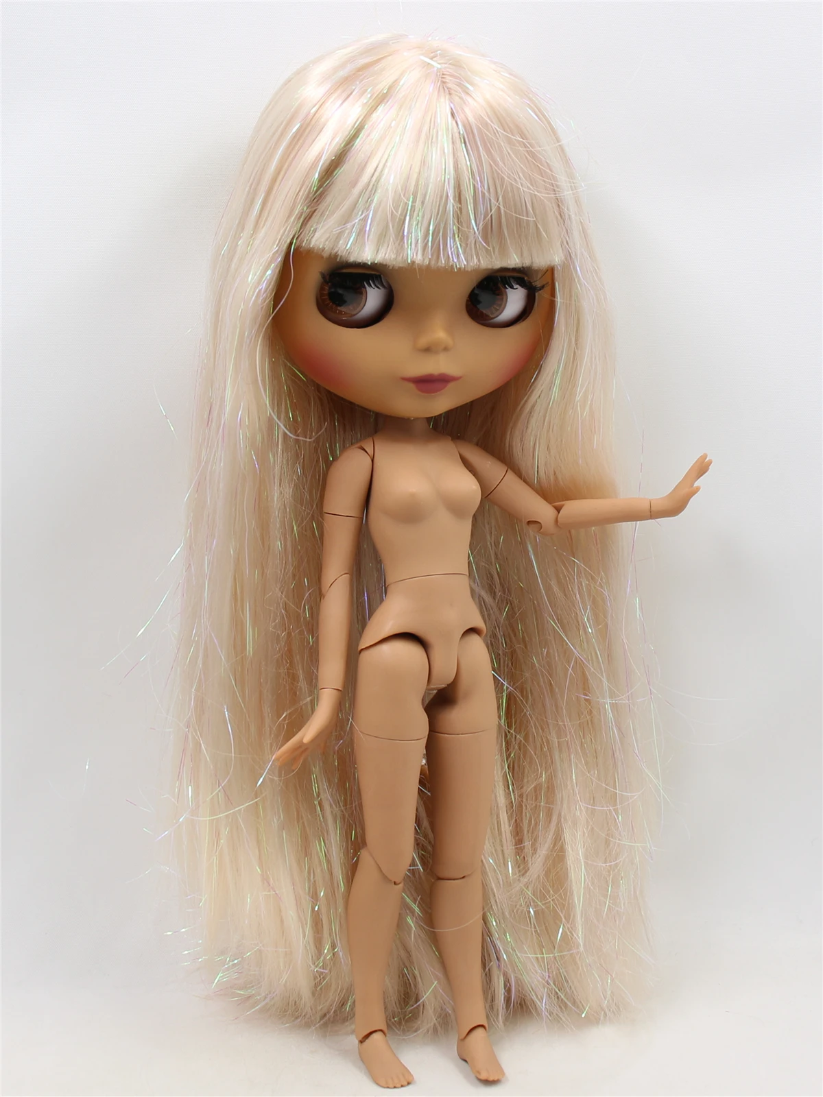 Neo Blythe Doll with Blonde Hair, Dark Skin, Matte Cute Face & Custom Jointed Body 2