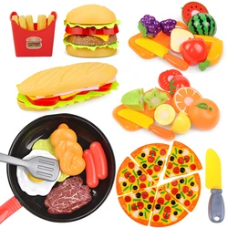 Jouets de cuisine pour filles, Simulation de nourriture, ustensiles de cuisine, Pot, Hamburger, Hot dog, frites, Pizza, interactifs 