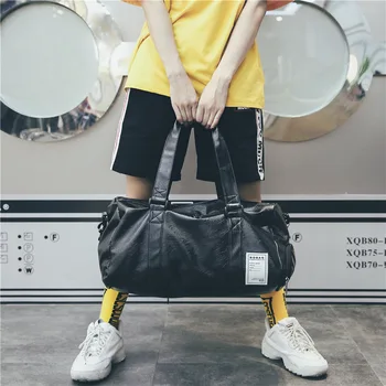 

Unisex Travel Bag Pu Cylinder Handbag Business Trip Large Capacity Aircraft Luggage Bag Men and Women Sports Fitness Yoga Bags