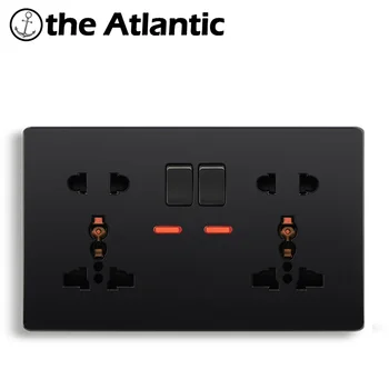 

Atlectric Universal International Standard Plug 3 Pin 5 Pin Socket Power Wall Home Electrical Outlet Socket With Switch Black