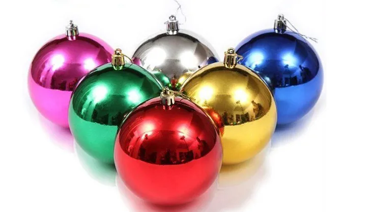 Яркие Рождественские пластиковые шары, разноцветные, диаметр 4 см, 6 см, 8 см, 10 см, гальванические шарики, украшения для дома, вечерние, Декор, Прямая поставка - Цвет: Dia10cm 6pieces