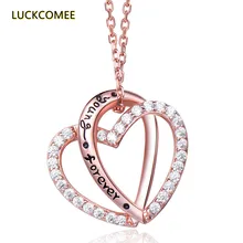 

925 Sterling Silver Rose Gold Charm Heart Pendant Necklace Women's Clavicle Chain Fashion High Jewelry Gift Necklaces For Women