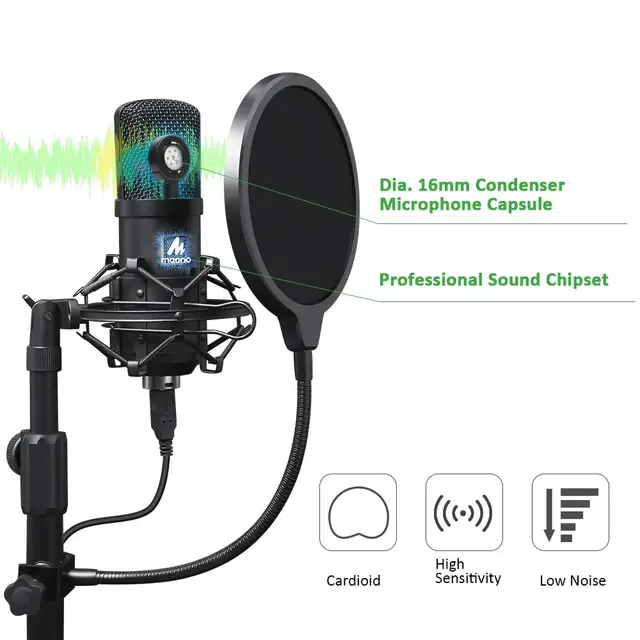 MAONO-Kit de micrófono USB A04TC, condensador profesional de 192KHZ/24 bits, transmisión de Podcast, para grabación de juegos de YouTube 2