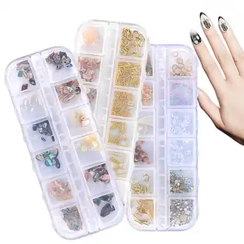 

12 Colors Nail Stickers Shell Pieces Makeup Manicure Supplies Nail Decoration For Professional Salons / Home DIY Nail Learners