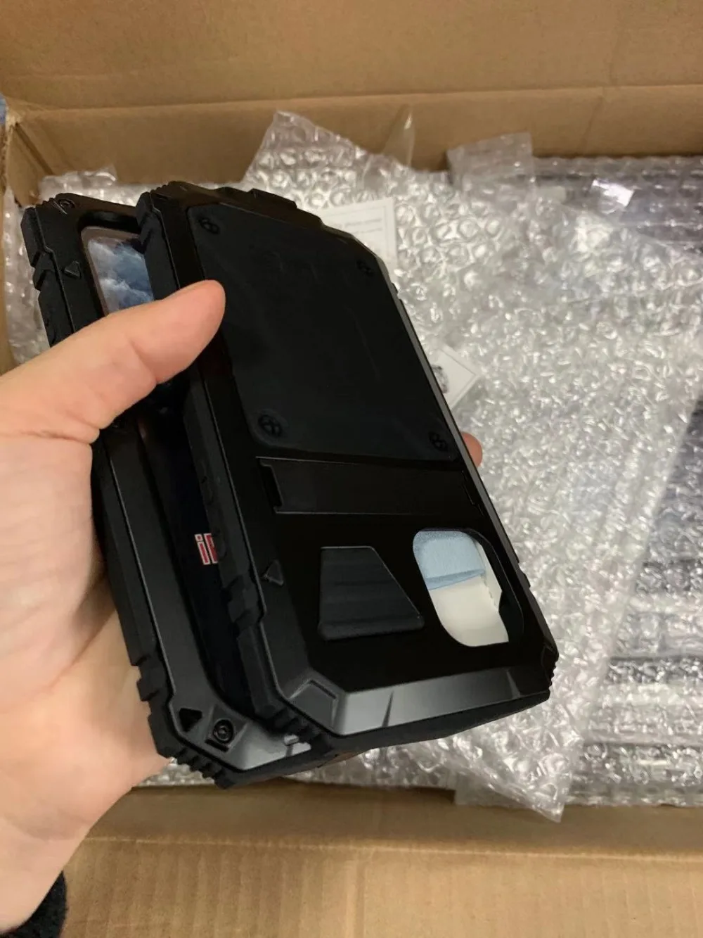 For iPhone 11 Pro Max XS XR XS Max X Metal Aluminum Armor Shockproof Heavy Duty Waterproof Case protective Cover+Tempered glass (3)