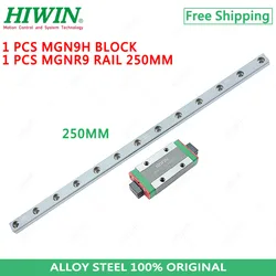 Free Shipping Alloy Steel Hiwin MGN9 Linear Rail 9mm 250mm with MGN9H Long Carriage Slide Block for 3D Printer Parts