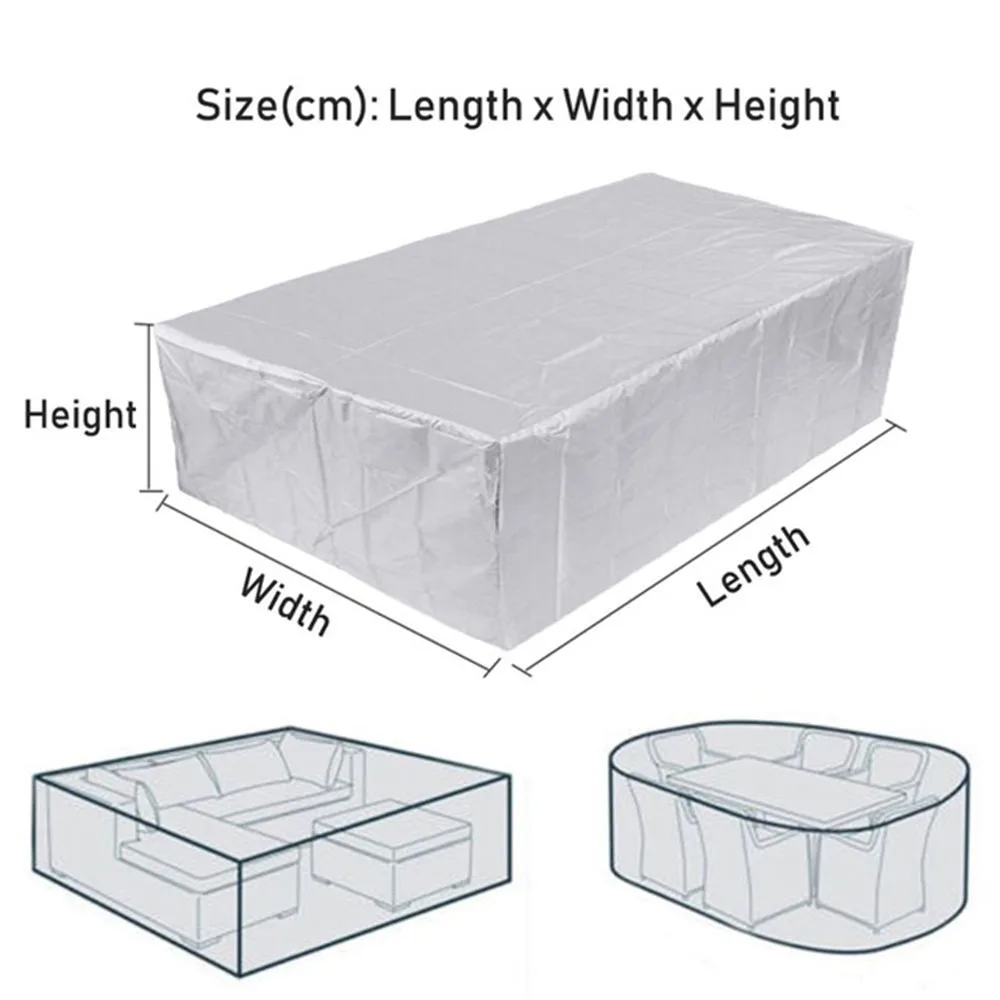 210D Heavy duty Waterproof Patio Furniture Cover Rectangular Garden Rain Snow Outdoor Cover for Sofa Table Chair Wind-Proof 3