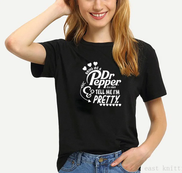 Футболка женская хлопковая с коротким рукавом и принтом Bring Me A dr. Pepper Tell I'm Pretty |