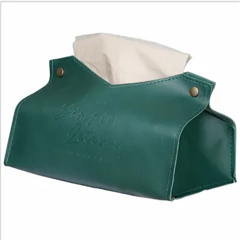 

Solid Useful Tissue Box PU Leather Cover Napkin Storage Holder Paper Organizer Fashionable Case Home Office Room Container