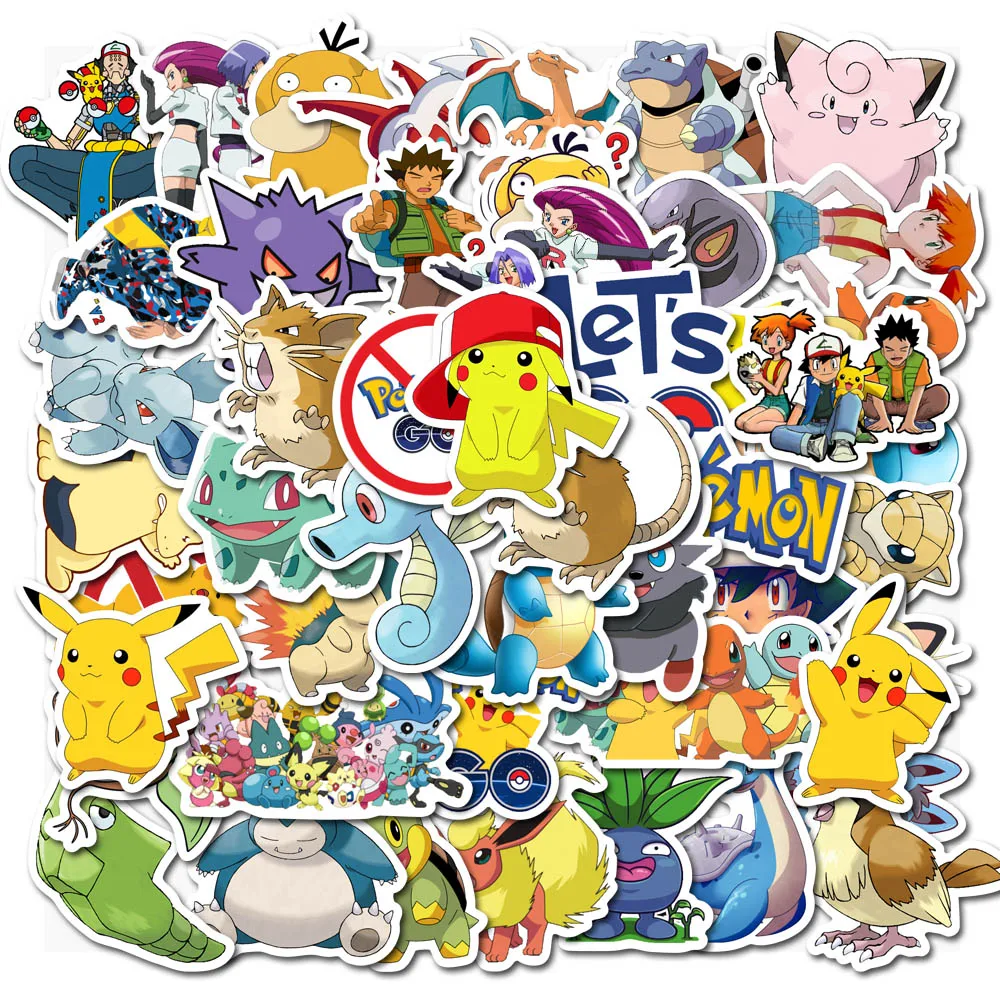 50 шт. различные Pokemons наклейки s для багажа Скейтборд телефон ноутбук мото велосипедный настенный гитарная наклейка DIY водонепроницаемый стикер
