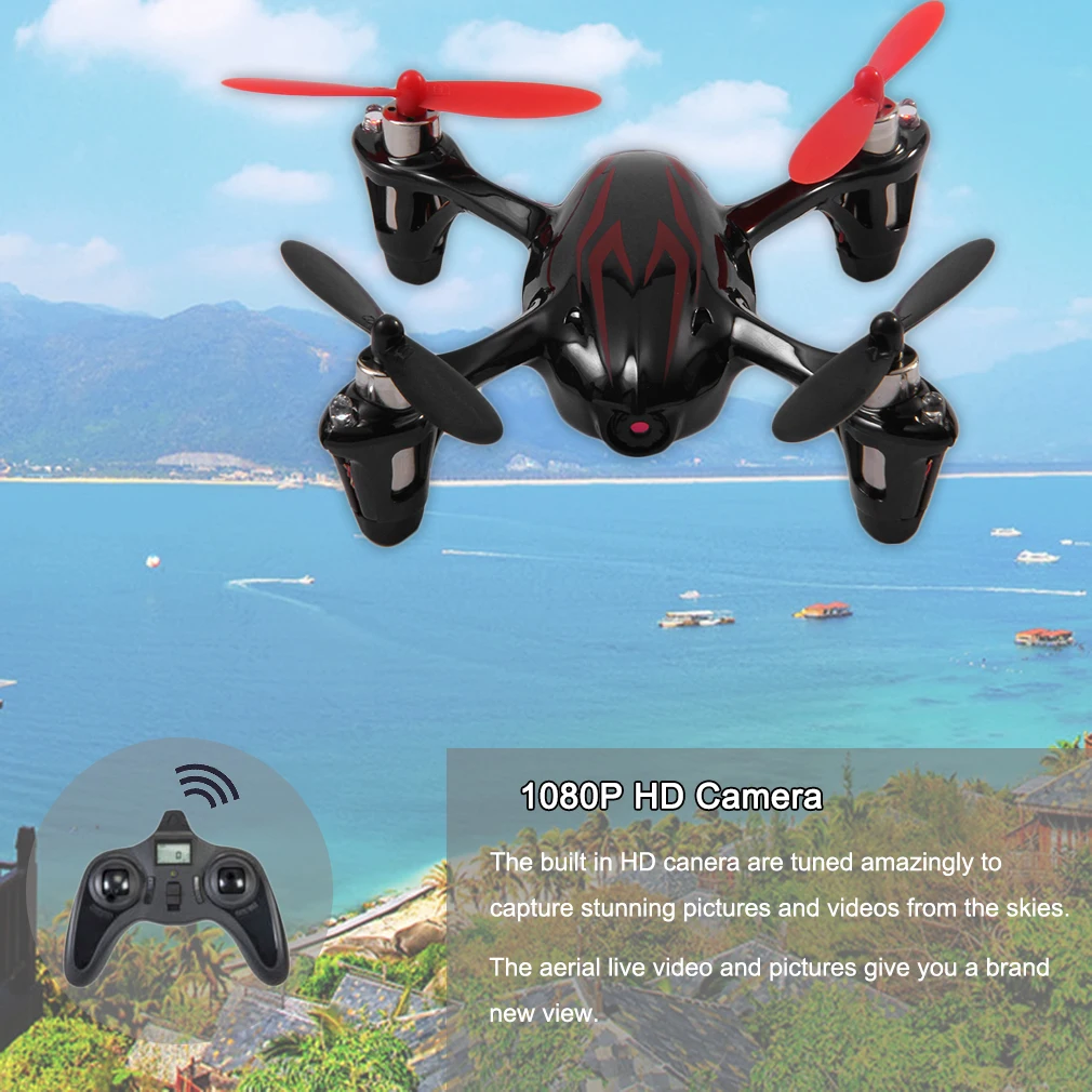 HUBSAN Original H107C 4 Axes 2.4GHZ Wireless Remote Control Quadcopter With 2MP HD Camera Best Gift Black& Red