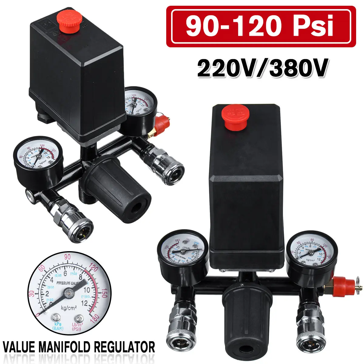 Насос воздушный компрессорный с переключателем давления 90-120 Psi 220 В/380 В |