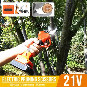 

Doersupp 600W 21V Rechargeable Electric Pruning Scissors Pruning Shears Garden Pruner Secateur Branch Cutting Tool w/ 2x Battery